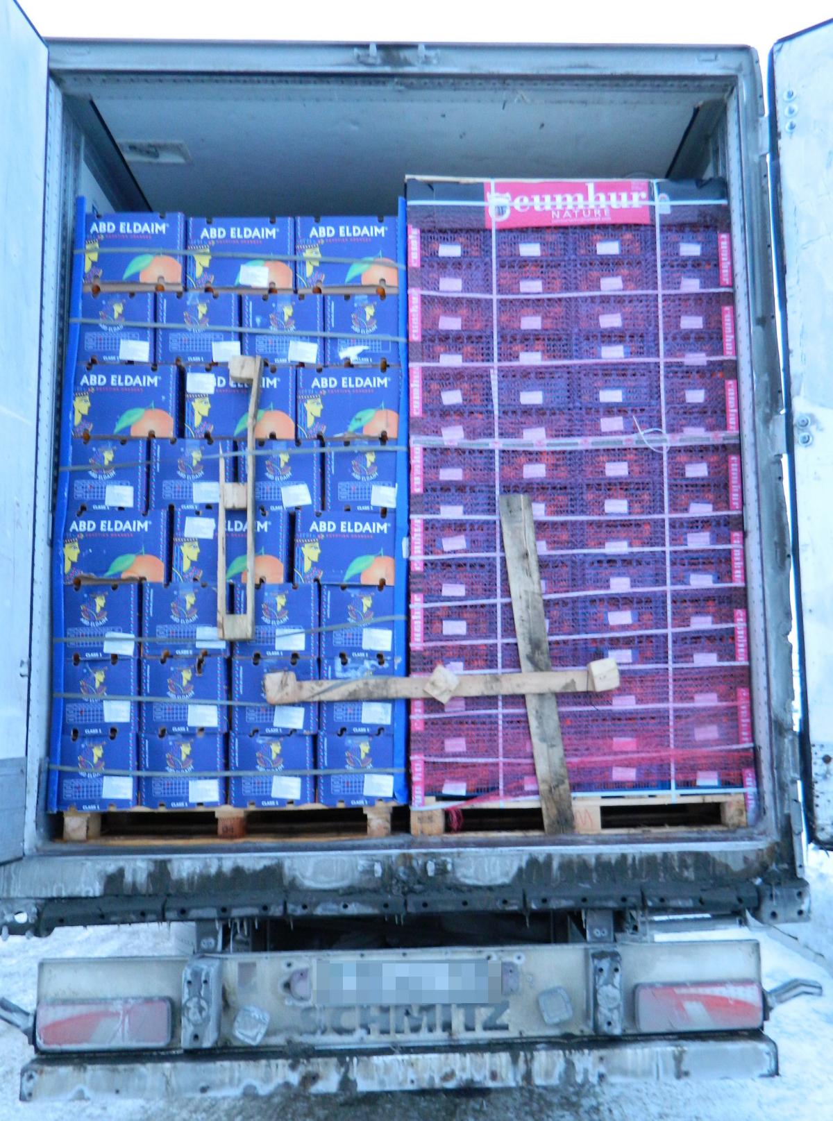Две тонны нелегальных апельсинов пытались вывезти из Челябинской области