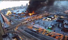 На рынке в центре Челябинска крупный пожар